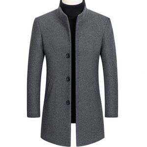 Men's Wool Blends Coat Autumn Winter Long Trench Business Casual Thick en Jacket Overcoats Brand Clothing 221206