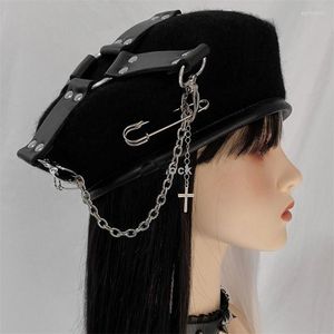 BeretsLolita Hat1of1 Hatユニークな美学Y2K Harajuku Kawaii Gothic Punk Fashion