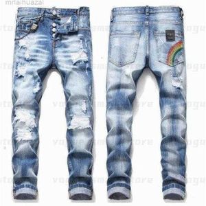 Męskie dżinsy męskie chłodne rytury designer dżinsy w trudnej sytuacji, podarty motocyklista szczupły dopasowanie motocykl motocykl denim męskie mody mody Pants 2021ehu4