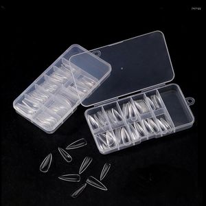 False Nails 100pc Clear Transparent Long Water Drop Seamless Fake Full Coverage Tips Kort t fransk klistermärke för