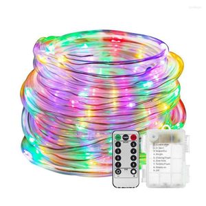 Strängar LED Tube Rope Light Battery Operated String med avlägsen juldekoration Fairy Garland för bröllopsfestträdgård