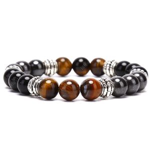 Natural Stone Bead Bracelet Tiger Eye Magic Hematite Obsidian Bangle for Women Men Girls on Sale