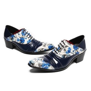 Altezza Aumenta Fashion Flower Derby Patchwork puntato in punta di punta Abito da festa uomini casual uomini oxford scarpe 274