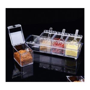 Herb Spice Tools Spice Tools Mtifunctional Transparent Seasoning Box Shelf Jar Storage Container Spices Storages Room Kitchen Uten Dh8Bs