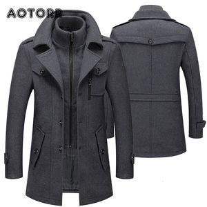 Mensjackor Autumn Winter Mens Wool Trench Rockar Fashion Middle Long Jacket Man Double Collar Zipper Coat Windbreak Woolen Overcoat 4XL 221207