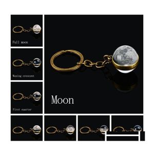 Keychains Lanyards Moon Phase Image Keychains Galaxy Universe Planet Double Sided Glass Ball Keyring Neba Space Solar System Chris Dhzc7