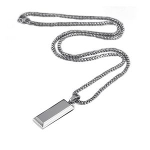 Mens Fashion Hip Hop Jewelry Bullion Pendant Necklace Silver Stainless Steel Snake Chain Design 18k Gold Plated Trendy Necklaces F271p