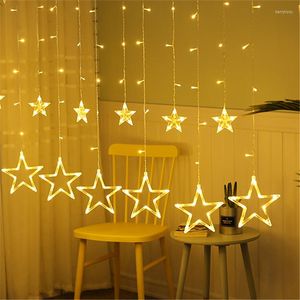 Strings 110V 220V EU US Plug LED Star Christmas Lights Indoor/Outdoor Decorative Love Curtains String For Holiday Wedding Party Lighting