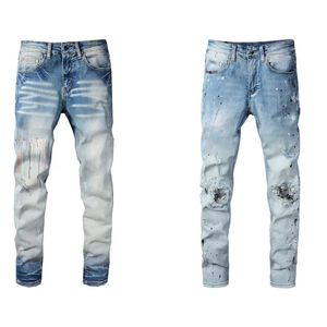 Jeans Herren Designer European Rock Revial Jeans Herren Stickerei Steppung zerrissen für trendige Marke Vintage Straight Jeans Distressed Skinny Pants Marinehose