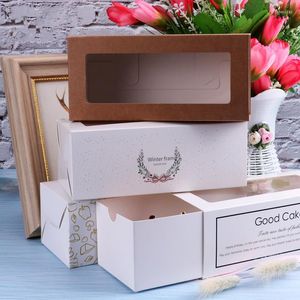 Geschenkverpackung 10pcs Bread Cake Box mit Fenster Food Verpackung Kraftpapier Hochzeitsfeier Baby Show