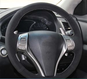 Customized Car Steering Wheel Cover Anti-Slip Suede Braid For Nissan Teana Altima 2013-16 X-Trail QASHQAI Rogue Sentra Tiida