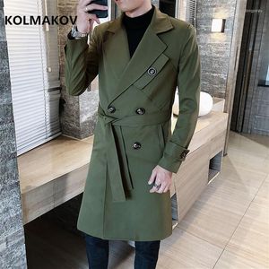 Trench de trincheira masculina Kolmakov 2023 Jaqueta de negócios masculina Homem de alta qualidade Casaco Slim Fit Casual Windbreaker vestido