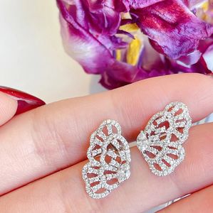 Modefjäril 925 Sterling Silver Pave Simulated Diamond Stud örhängen för kvinnorörhängen ringar smyckesuppsättningar kvinnliga korea