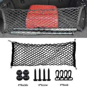 Car Organizer Rear Trunk Net Mesh Elastic Nylon Back Cargo Storage Double Layer Luggage Grocery Holder Universal Accessories