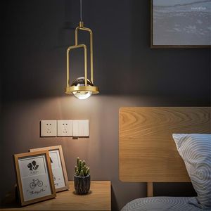 Pendelleuchten IWP Moderne Kupferlampe Gold Kreative LED-Dekor Nachttisch-Hängeleuchte Wohnzimmer Sofa Esstisch Kristall-Kronleuchter