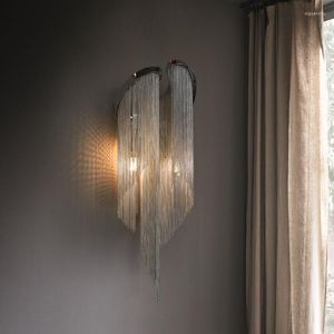 Wall Lamp American Fashion Tassel Postmodern Simple Living Room Bedroom Bedside Nordic Art Gold Silver Metal