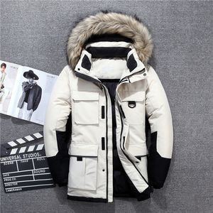 Mens Down Parkas 40 degree cold resistant Russia winter jacket men top quality genuine fur collar thick warm white duck down mens winter coat 221207