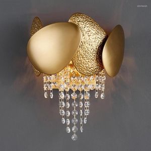 Wall Lamp Luxury Gold Sconces LED Lights Fixture For Living Bedroom Bedside Indoor Creative Hanging Crystal Home Decor