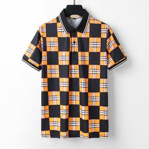 Новый мужский стилист Polo Рубашки High Street с коротким рукавом дизайнерские дизайнерские Polos Men Модная клетчатая хлопковая футболка. Случайный размер M-3XL #8888
