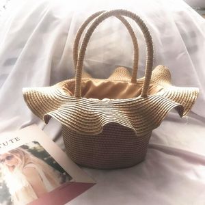 Storage Bags Fashion Beach Handbags Ladies Hand Ratten Tote Travel Clutch Bohemian Straw Women Summer Wicker Basket Bag Designer Hat