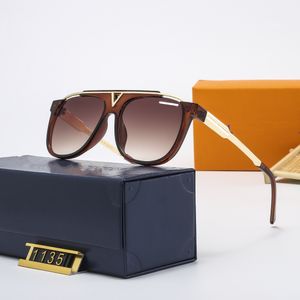 ￓculos de sol de luxo de luxo lentes Polaroid Designer feminino masculino ￓculos idosos para mulheres ￓculos de ￳culos de metal vintage Metal Sun com a caixa FF1135
