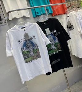 xinxinbuy T-shirt T-shirt da uomo firmata Paris Letter Old Castle Print manica corta in cotone da donna bianco nero rosso XS-L