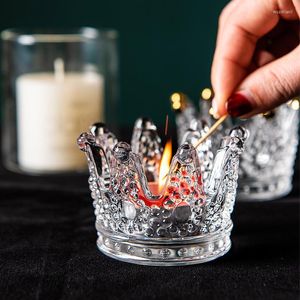 Candle Holders Nordic Style Candleglass Crown Candlestick Wedding Decorative Ring Jewelry Tray Store Bathroom Romantic Party Centerpieces