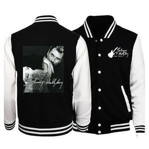 Herrjackor Johnny Hallyday Tryckt jacka Vintermän/kvinnor Casual Baseball Uniform Street Sweatshirt 221206