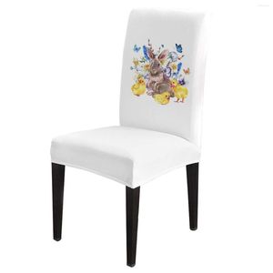 Chair Covers Spring Animal Chick Butterfly Flower Cover Dining Spandex Stretch Seat Home Office Desk Case Set