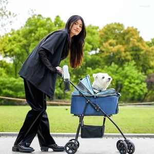 Coprisedili per auto per cani Passeggino per animali domestici stabile Passeggino Buggy Carrello per cuccioli all'aperto 2 colori Pieghevole leggero Cestino grande spazio libero