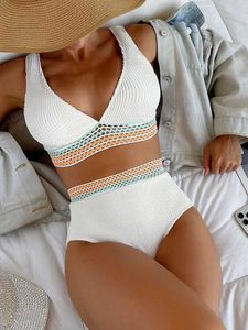 Zestawy biustonosze Coobbu Solid Bikinis High Waist Swimsuit Kobiet 2022 Summer Beachwear Push Up Kąpiec Patchwork Szybkie stroje seksowne zestawy bikini T221206