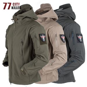 Men's Jackets Shark Skin Soft Shell Tactical Jacket Men Fleece Army Military Waterproof Combat Mens Hooded Hunting Windbreaker Coats 221206