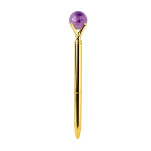 Natural crystal ball metal ballpoint pen diamond Rotating metal pens Office advertising party gift