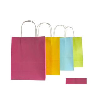 Packing Bags Custom Logo Kraft Paper Bag 9 Solid Colors Festival Gift Package Brown Handbag Candy Colored Shop 345 J2 Drop Delivery Dhoda