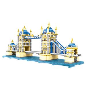 Blocks PZX 9919 World Architecture The Tower Bridge of London 3D Model DIY Mini Diamond Blocks Bricks Building Toy for Children Gifts 221207