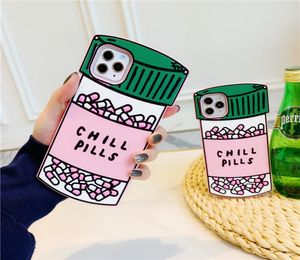 Novo 3D Love Potion Chill Pills Bottle Phone Case para iPhone 12 mini 11 Pro x xs max xr 8 7 Plus fofo Soft Silicone Rubber Shockpoo7412712
