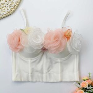 Vest bra with fishbone sling steel ring three-dimensional flower body shaping top nightclub bar bra