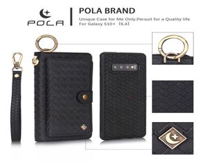 Pola voor Samsung Galaxy S8 S9 S10 plus S20 Ultra Note 8 9 10 20 Woven Patroon Zapper Business Leather Magnetic Wallet Case Split C5342738