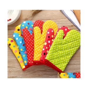 Oven Mitts Oven Mitts Baking Durable Microwave Proof Resistant Colorf Heat Insation Bakeware Gloves Wll373 Drop Delivery Home Garden Dhzmu
