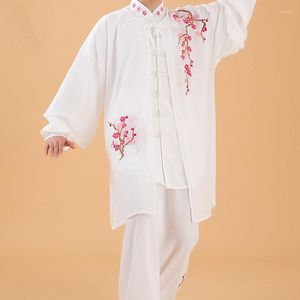 Ethnic Clothing 2Pcs Chinese Kungfu Suit Triditional Tai Chi Set Wushu Tang Practice Clothes Performance Bamboo Embroidery Buckle Unisex