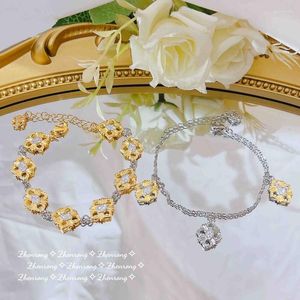 Ссылка браслетов 2022 Симпатичный женский браслет корейский модный готический золото итальянский ткани вырезанная двухцветная ткань