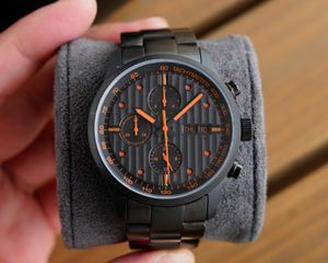 Fashion business men's watch three eyes six pin large dial all stainless steel mechanical watch glow-in-the-dark waterproof