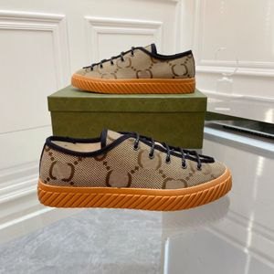 Fritidsskor för män Maxi sneakers 703031 kamel ebenholts canvas tyg sneakers designer lågskurna snörskor mesh