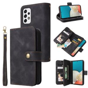 Telefonfodral f￶r Samsung S23 S22 S21 S20 FE S10 Ultra Plus Obs 20 A14 Wallet Multi Card Zipper PU L￤der TPU Case Cover