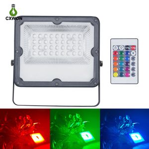 LED RGB 투광 조명 야외 어두운 색상 변경 스포트라이트 라이트 IP65 방수 멀티 컬러 벽 세탁등 10W 20W 30W 50W 100W 200W
