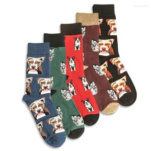 Men's Socks Men Cartoon Animal Printed Pets Dog Cotton Street Happy Funny Casual Skate Harajuku Hip Hop Male Fashion Dress Sock