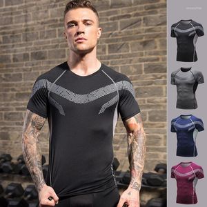 Camisetas masculinas de compressão camiseta rápida de corrida seca slim tops tees muscular homme sportswear fitness roupas