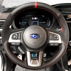 Subaru Forester Legacy XV 2015-2017 Outback 2014-2017 Hand-Stitched Black Perforated Leather Suede Car Steering Wheel Cover