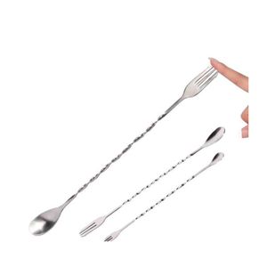 Utensili da bar Cucchiaio a doppia testa per mescolare Paletta per vino Manico a vite Mestolo Siery Cucina in acciaio inossidabile Accessori per forniture per ristoranti Dhocc