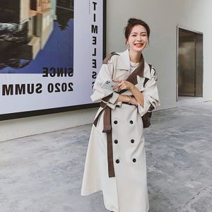Korki damskie płaszcze wiosna i jesień damski w stylu Koreański luźne szwy z wiatrówką kontrast kolor brytyjski 221207